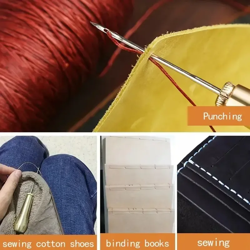 Kit Agulha Costura Manual Para Conserto Couro De Sapateiro