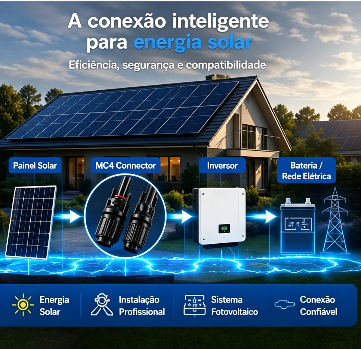 Conector Mc4 Para Painel Solar Fotovoltaico 10 Pares