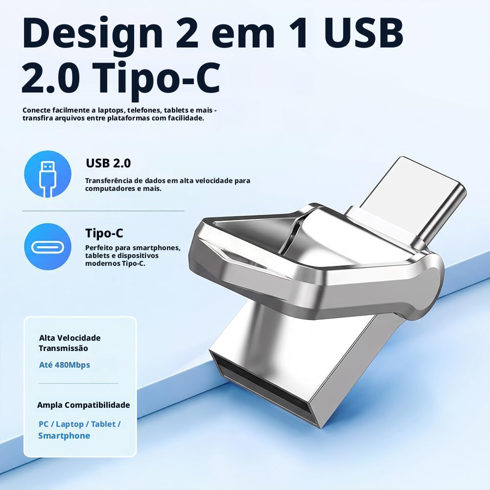 Unidade Flash Usb 2 Tb 3.0 2 Em 1 De Alta Velocidade