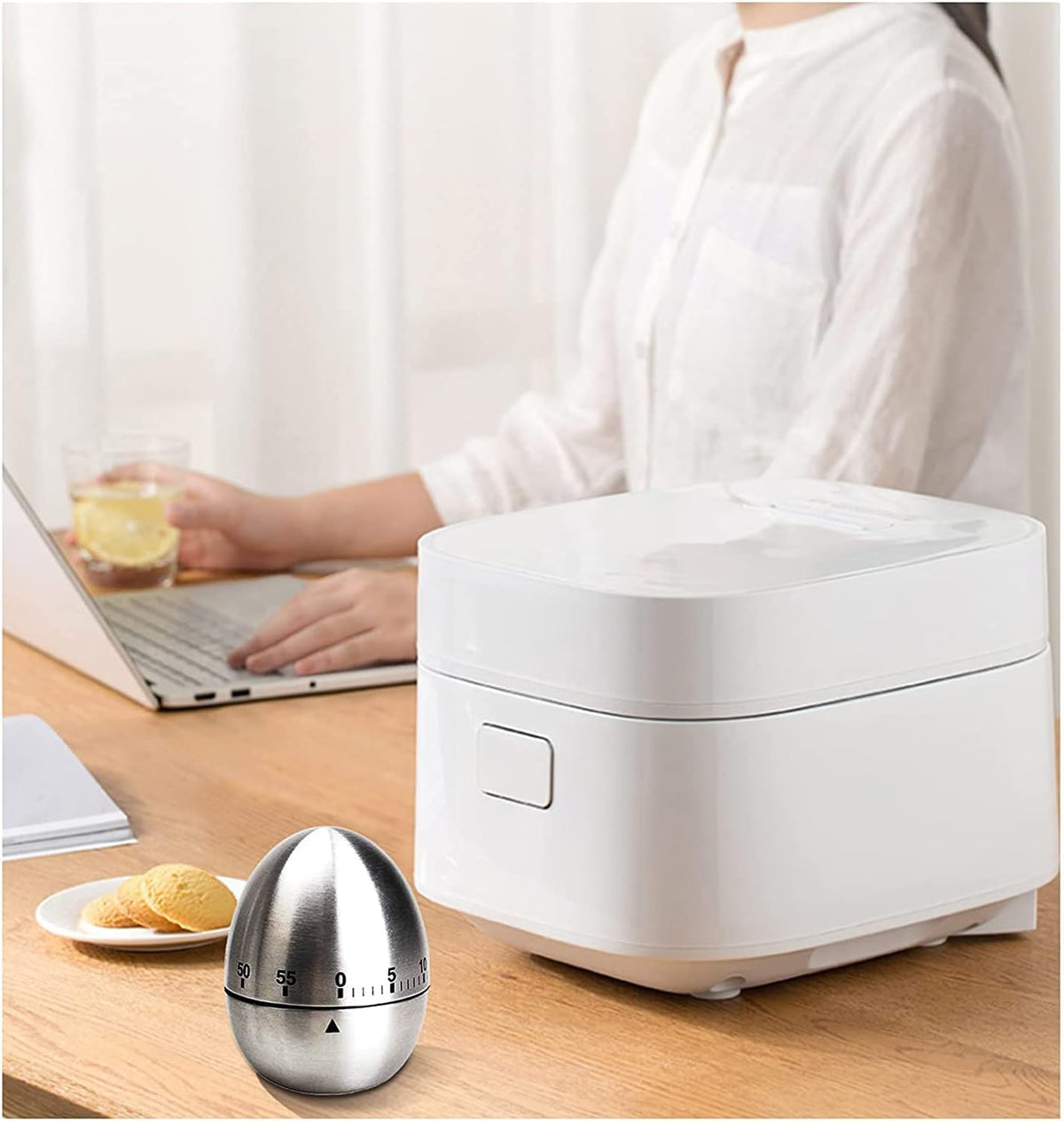 Timer Temporizador Contador Cozinha Formato Ovo Prata