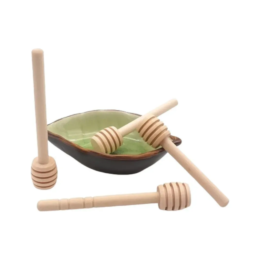 Kit 50 Colher De Mel De Madeira 8 Cm Colher Meleira