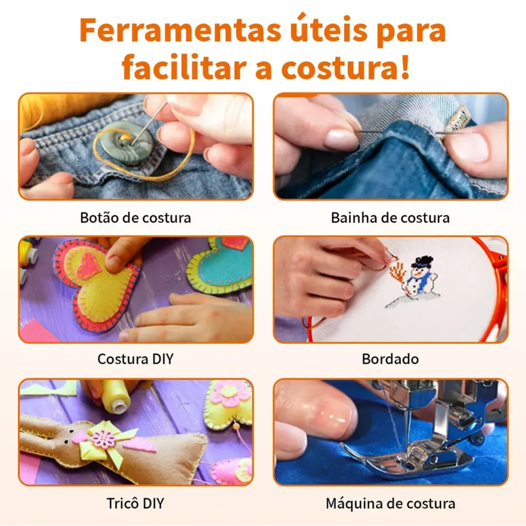 Kit 172 Pcs Costura Rápido Estojo Linhas Agulhas Alfinetes