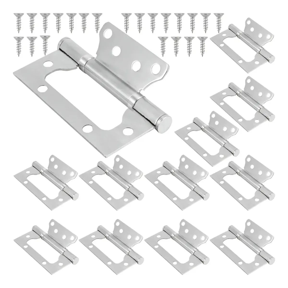Kit 15 Peças Dobradiça Porta Sobrepor Aço Inox 4x3 Escovado