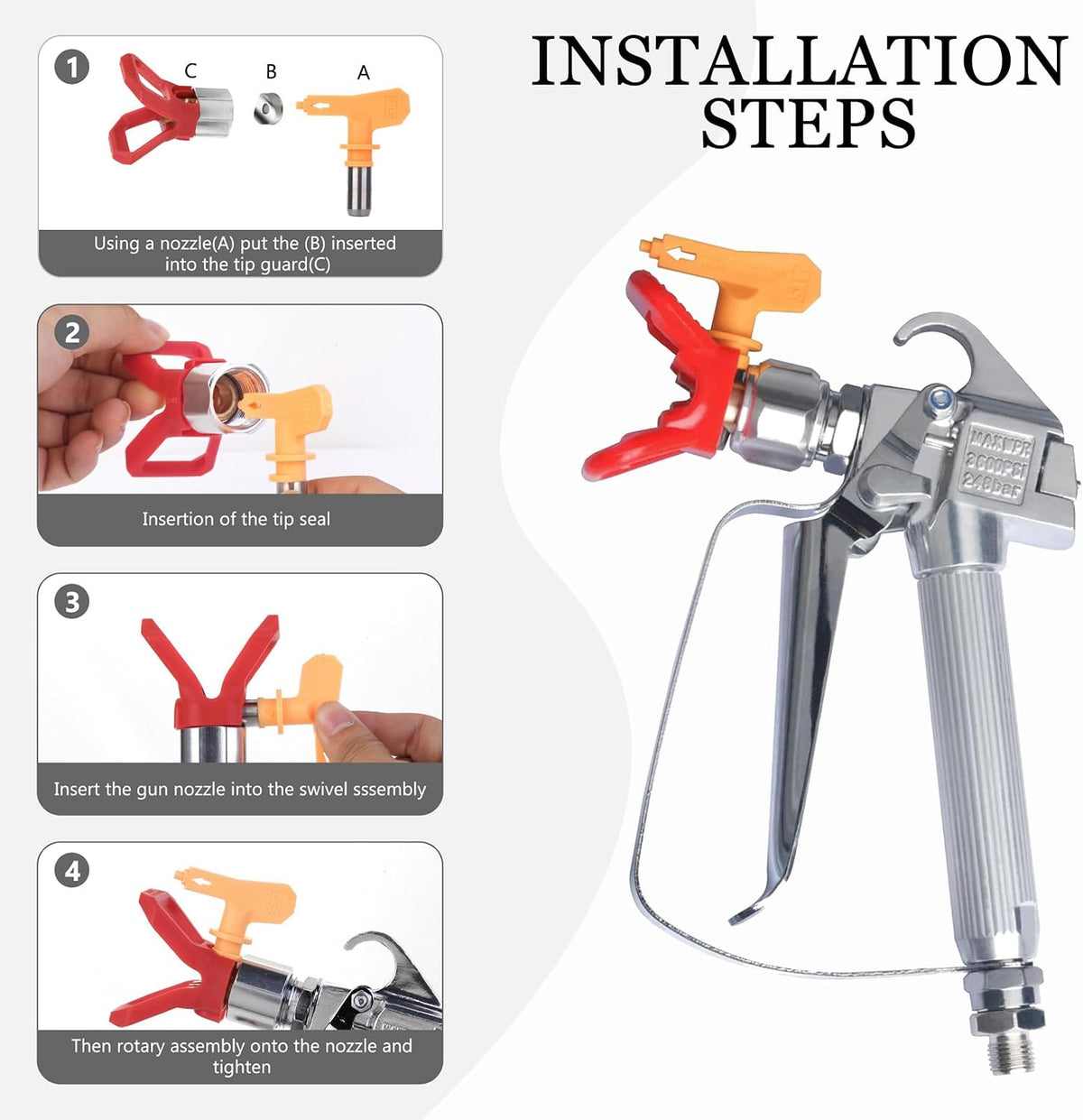 Pistola De Pintura Sem Ar De Alta Pressão De 3600 Psi