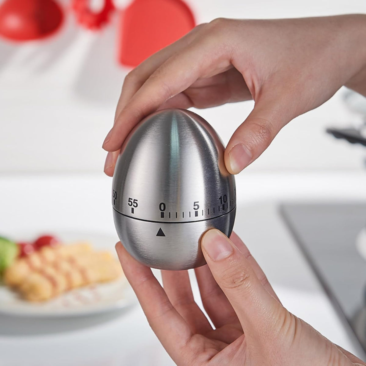 Timer Temporizador Contador Cozinha Formato Ovo Prata
