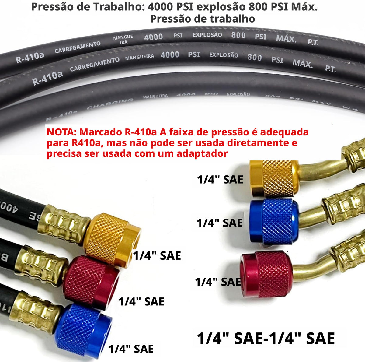 Conjunto Mangueira Manifold 150cm Preta Premium 1/4 R410a