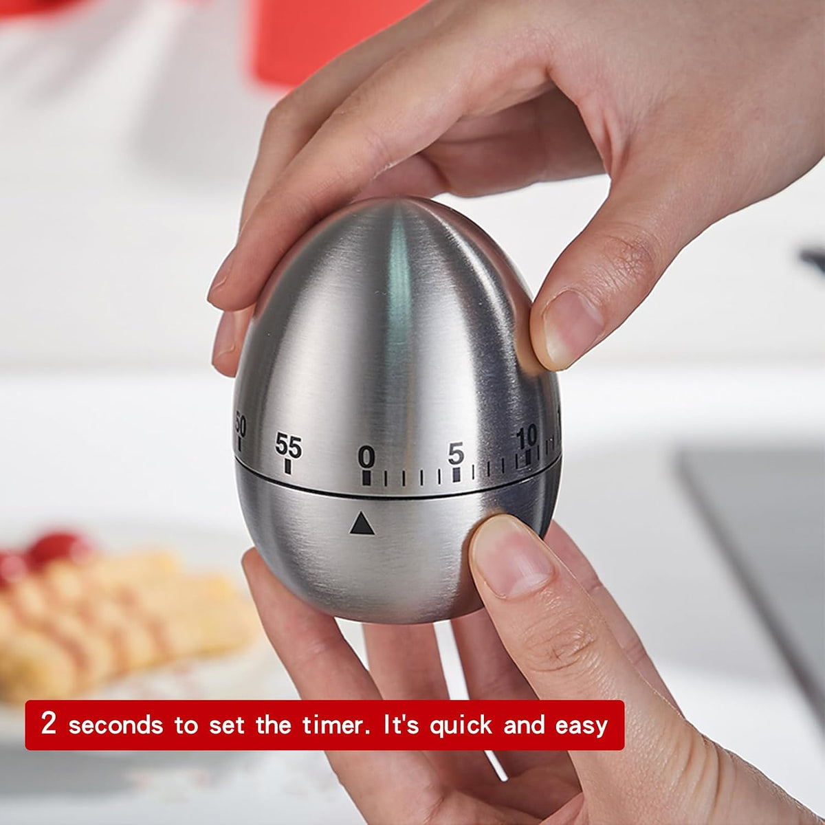 Timer Temporizador Contador Cozinha Formato Ovo Prata