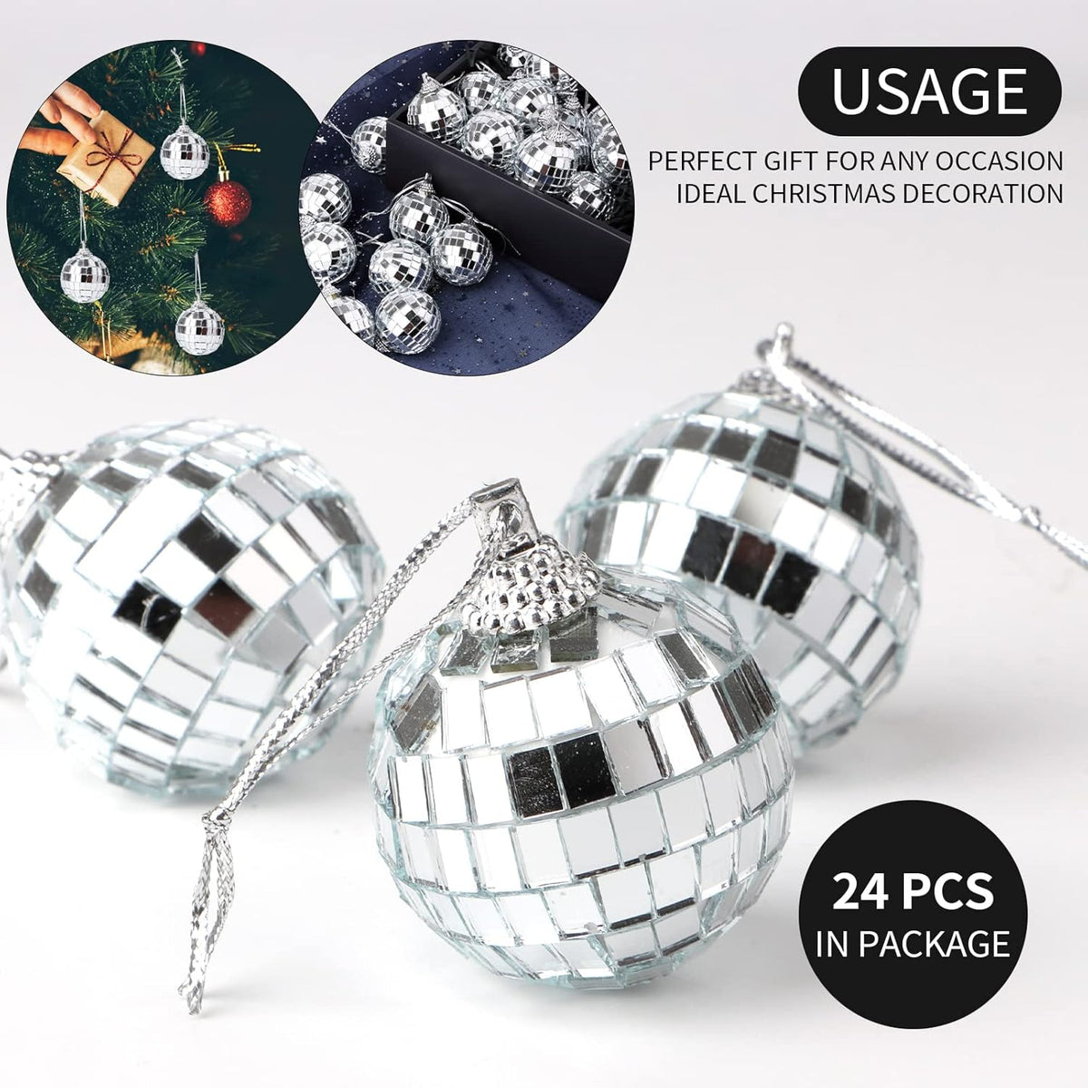 Kit 24 Globo Espelhado 3 Cm E 4 Cm C/ Balada Festa Decoração
