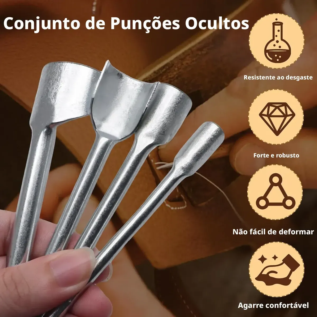 Kit 5 Cortador Vazador Meia Lua Semicírculo Couro Cintos