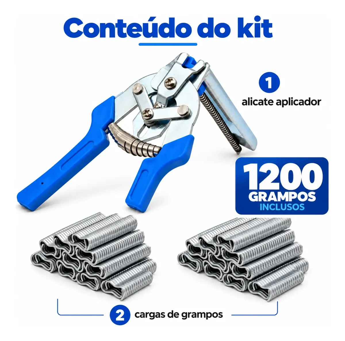 Alicate Aplicador De Grampo Fixar Telas Cercas Arames Gaiola