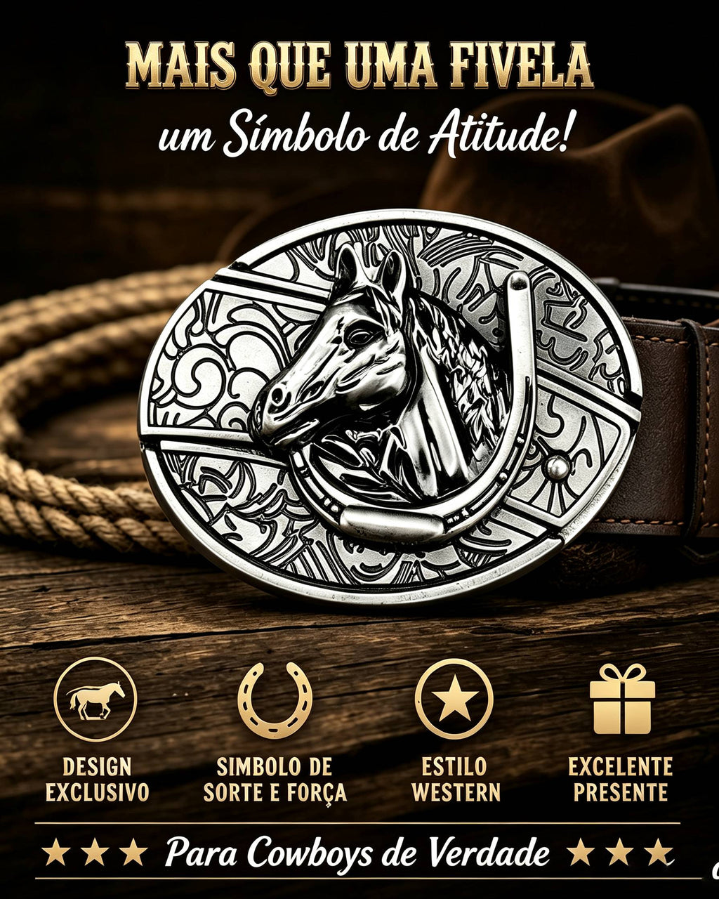 Fivela De Cinto Com Relevo De Cowboy E Faca Padrão De Relevo