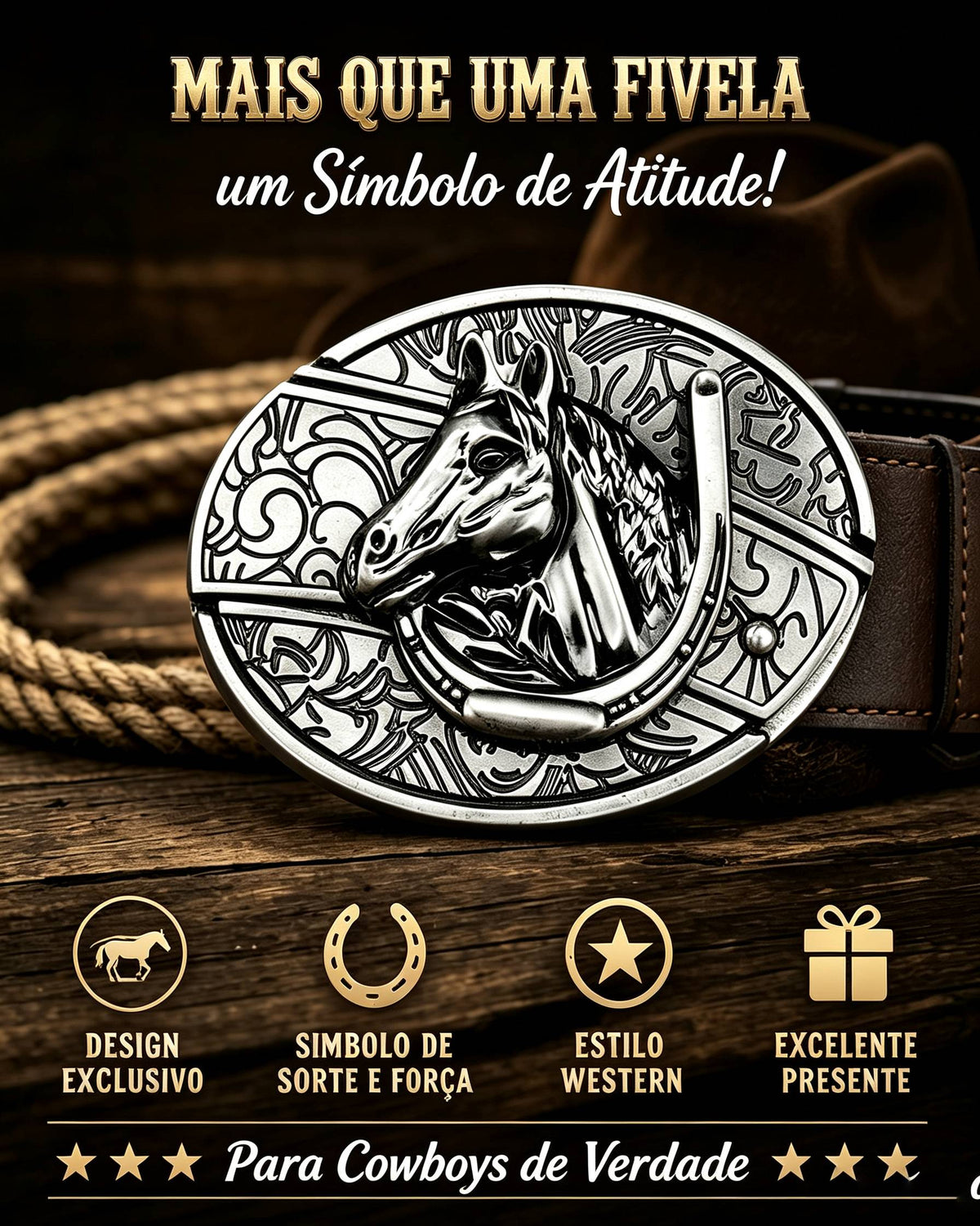 Fivela De Cinto Com Relevo De Cowboy E Faca Padrão De Relevo