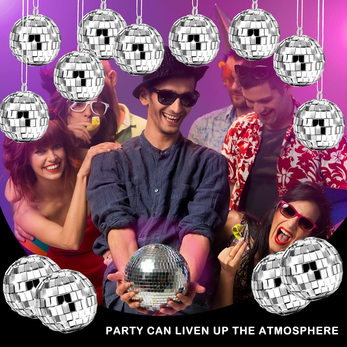 Kit 24 Globo Espelhado 3 Cm E 4 Cm C/ Balada Festa Decoração