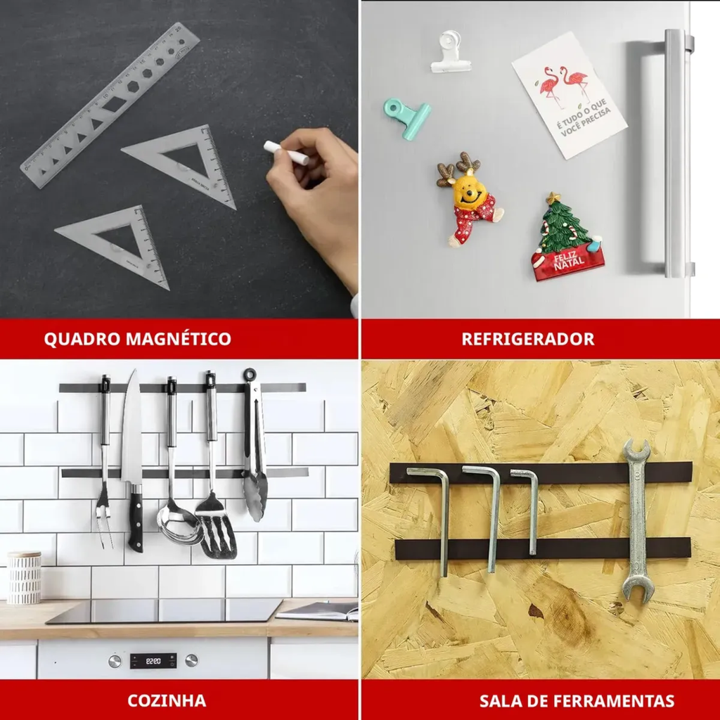 Perfil Magnético Adesivo 3M Fita Imã Flexível 15x2mm 5mts
