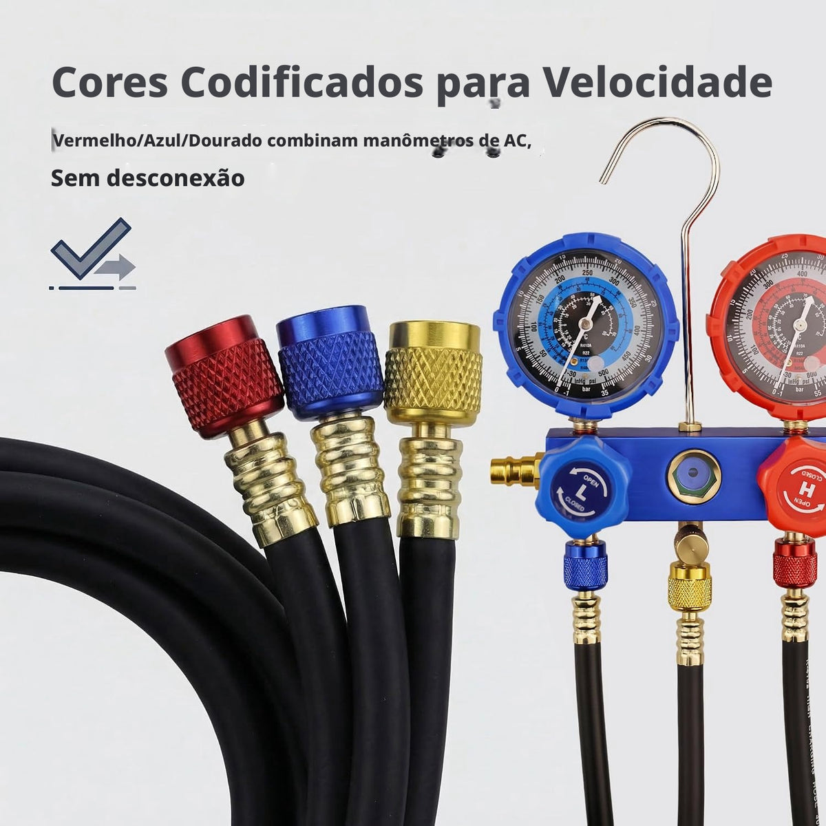 Conjunto Mangueira Manifold 150cm Preta Premium 1/4 R410a