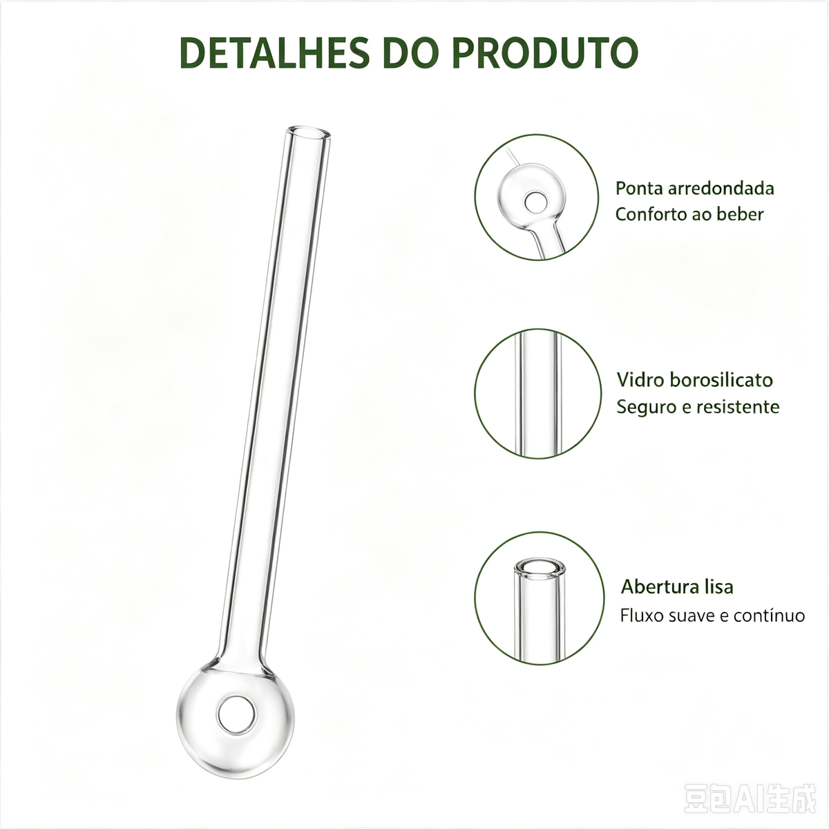 Conjunto De 20 Tubos De Vidro Retos Reutilizáveis
