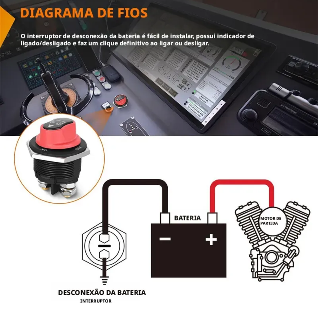Chave Geral 300a Para Motor Bateria Carro Barco Lancha Popa