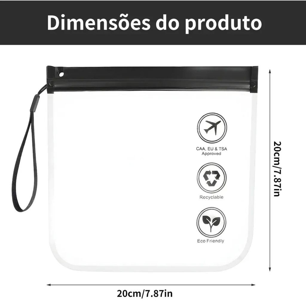 Kit 10 Sacos Ziplock Viagem 20x20 Internacional Transparente
