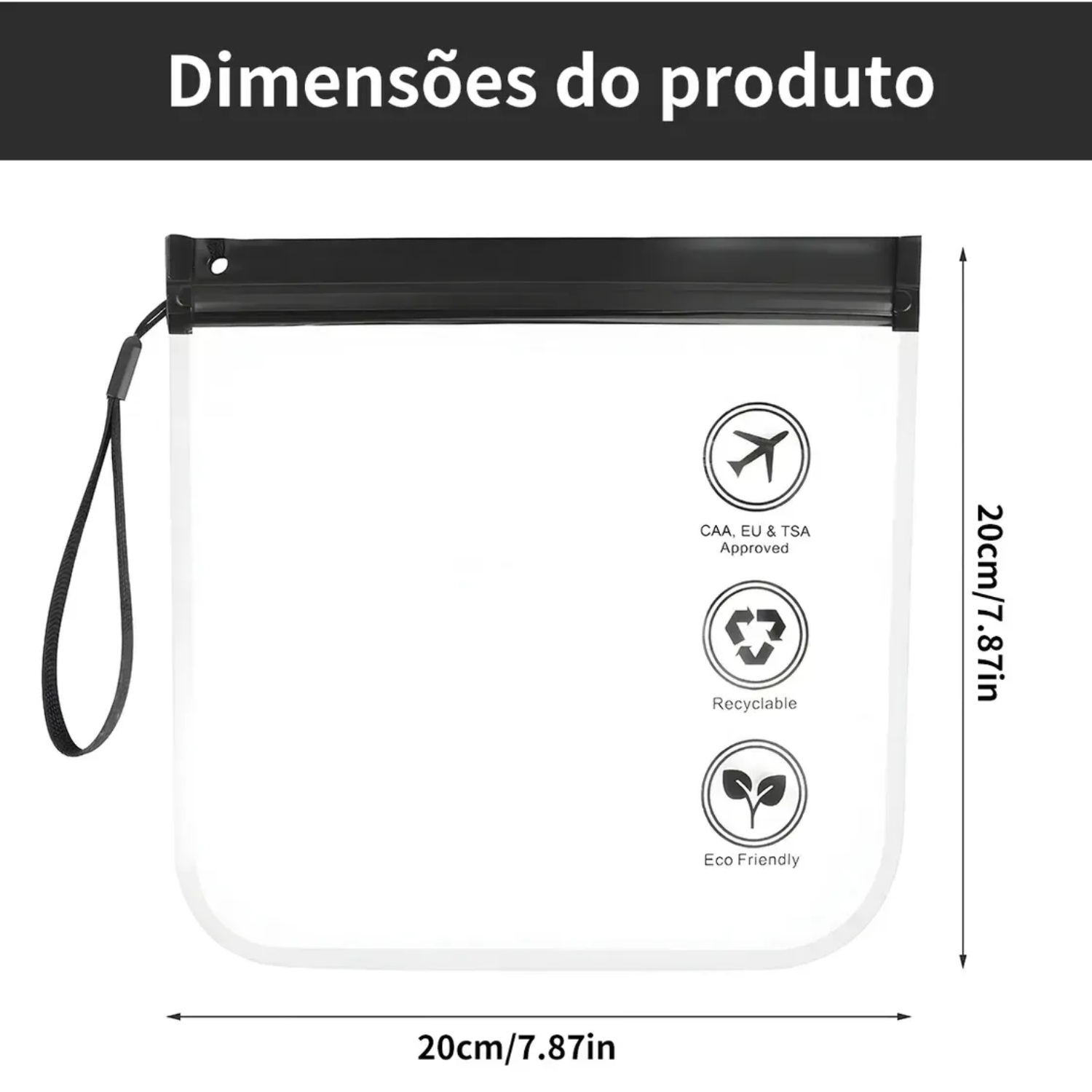 Kit 10 Sacos Ziplock Viagem 20x20 Internacional Transparente