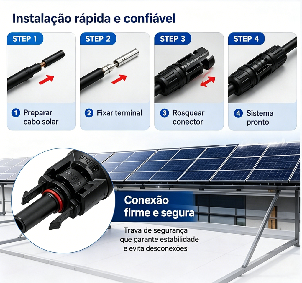 Conector Mc4 Para Painel Solar Fotovoltaico 10 Pares