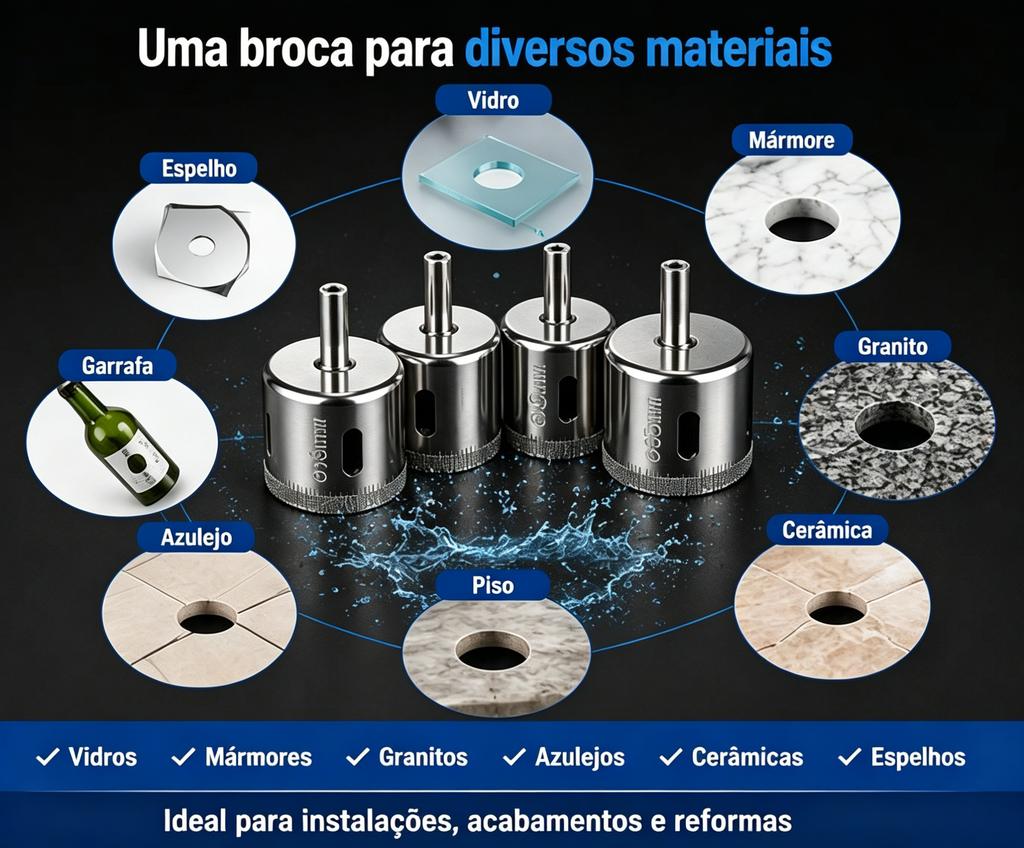 Broca Serra Copo Diamantada 35 40 45 50mm Alta Qualidade +nf