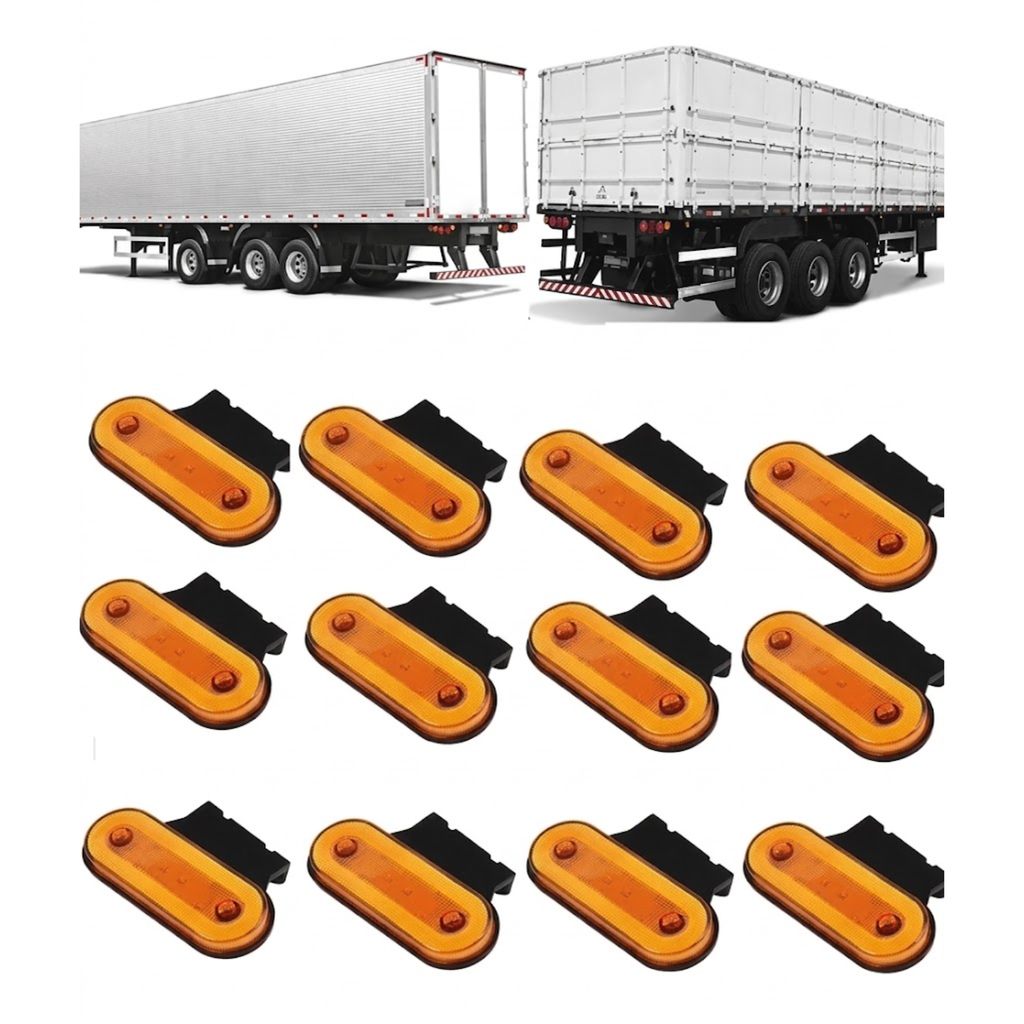 Kit 12 Luzes Led Laterais Âmbar Para Caminhão E Carreta