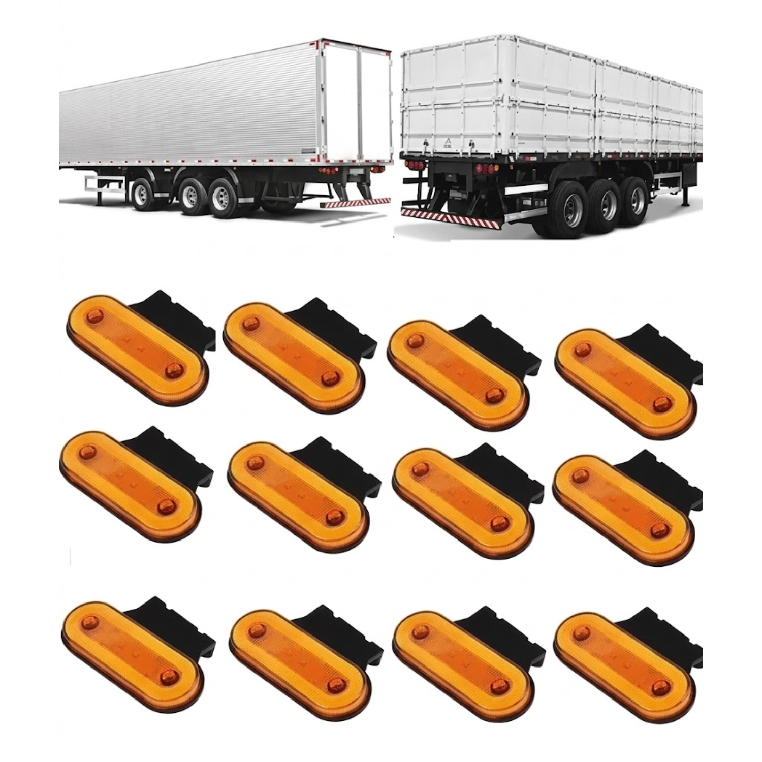 Kit 12 Luzes Led Laterais Âmbar Para Caminhão E Carreta