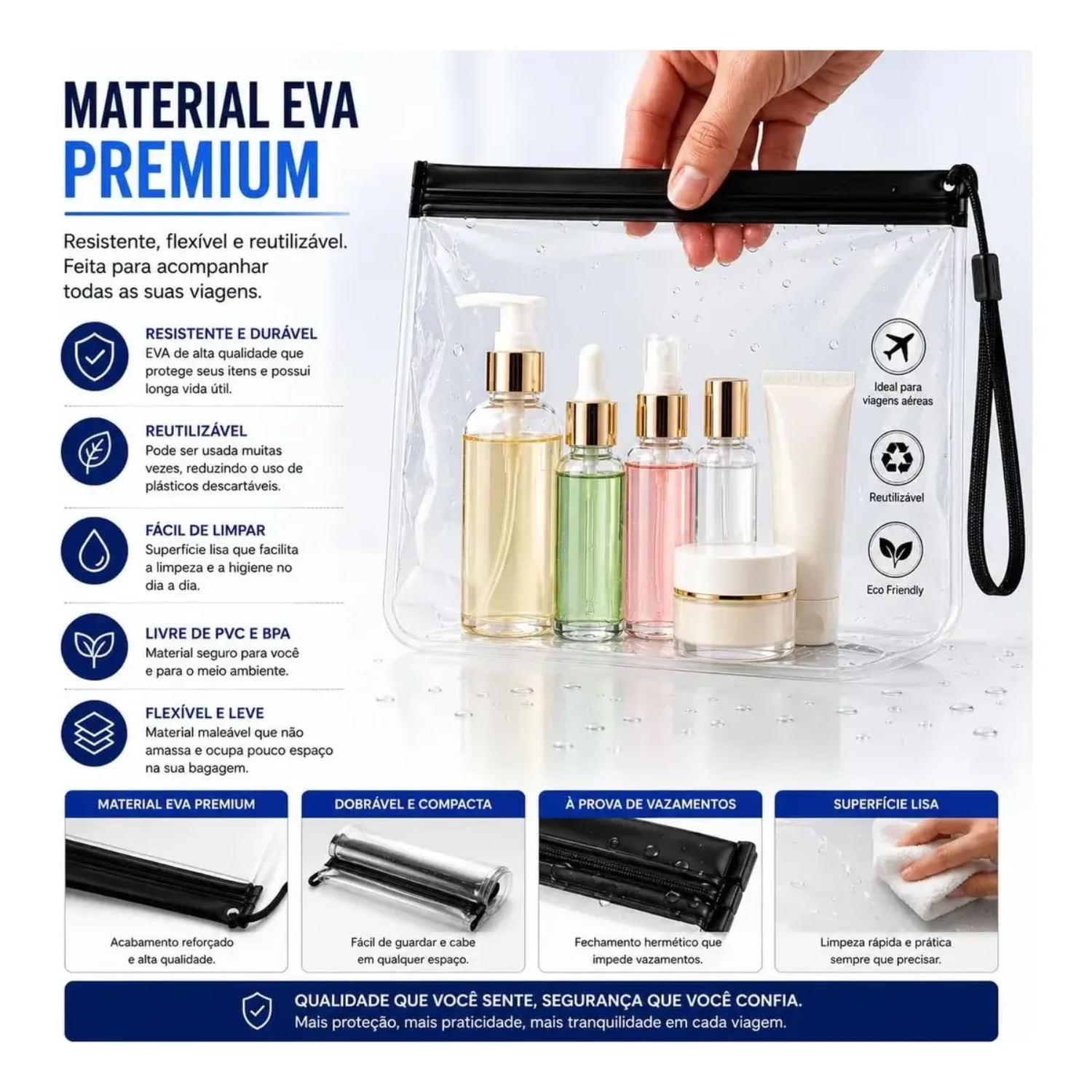 Kit 10 Sacos Ziplock Viagem 20x20 Internacional Transparente