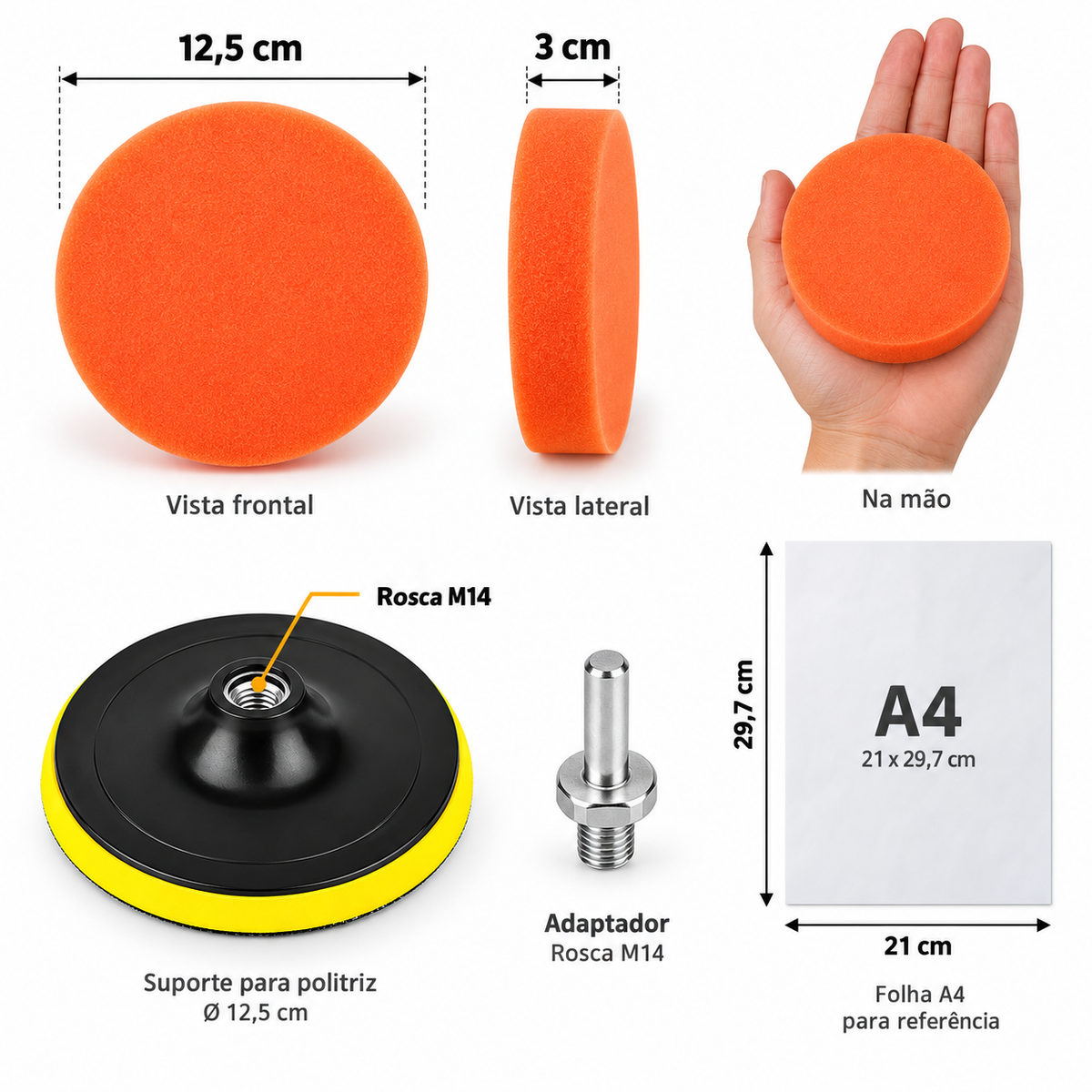 Kit Polimento 5 Polegadas Furadeira Adaptador Pad M14 11pçs