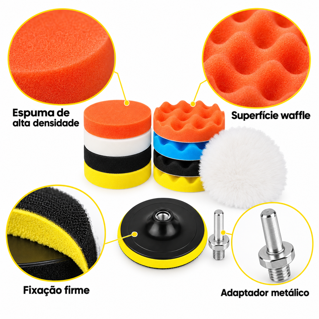 Kit Polimento 5 Polegadas Furadeira Adaptador Pad M14 11pçs