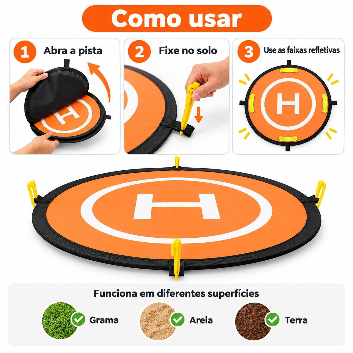 Pista De Pouso E Decolagem Para Drone Heliponto Landing 75cm