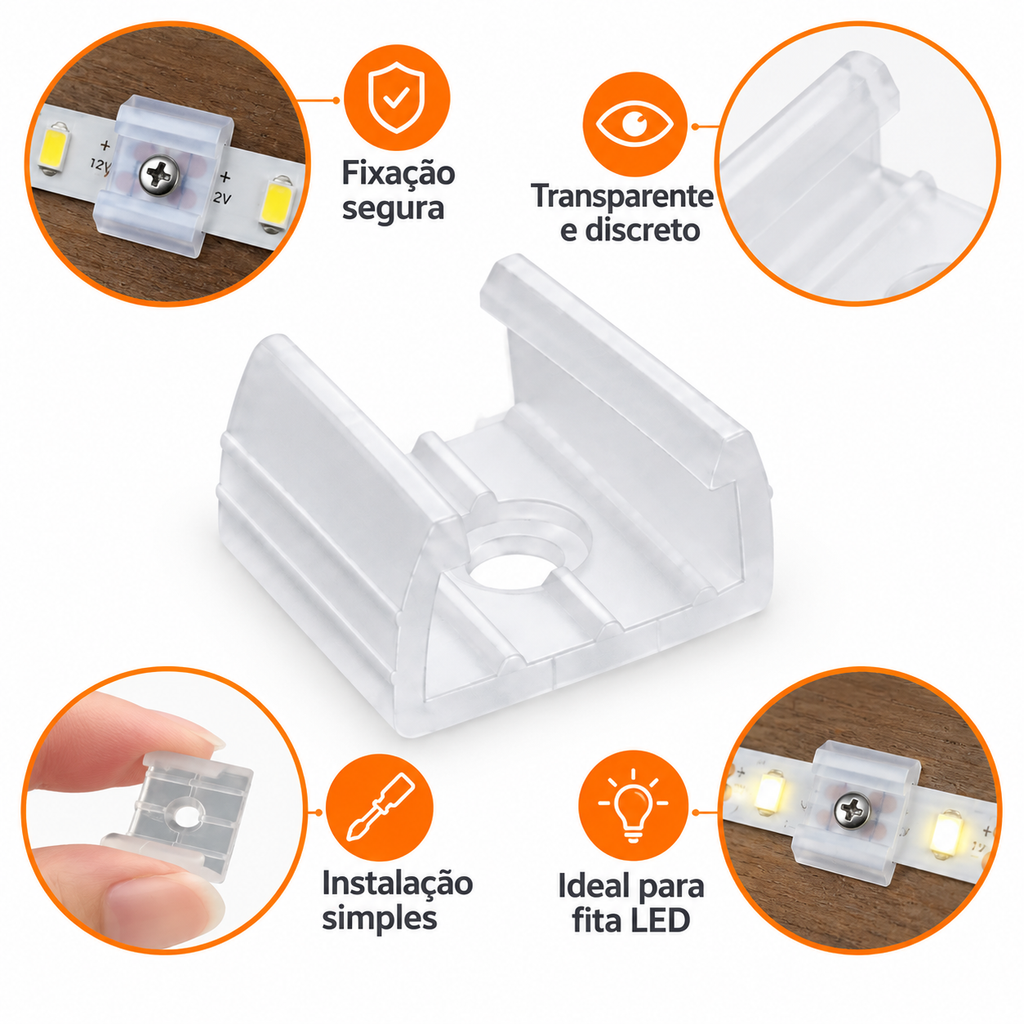 50pcs Clips De Fixação Para Fita Led De Um Lado