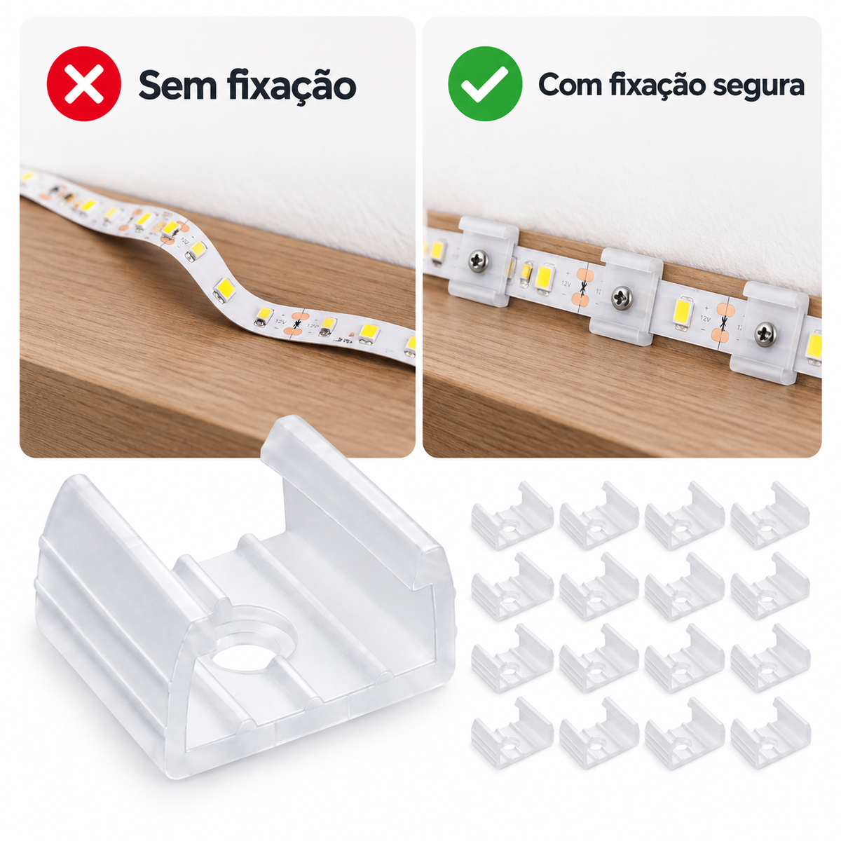 50pcs Clips De Fixação Para Fita Led De Um Lado