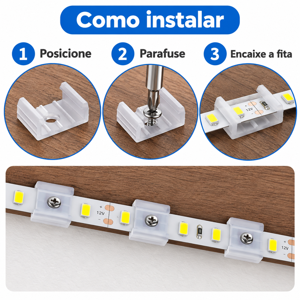 50pcs Clips De Fixação Para Fita Led De Um Lado