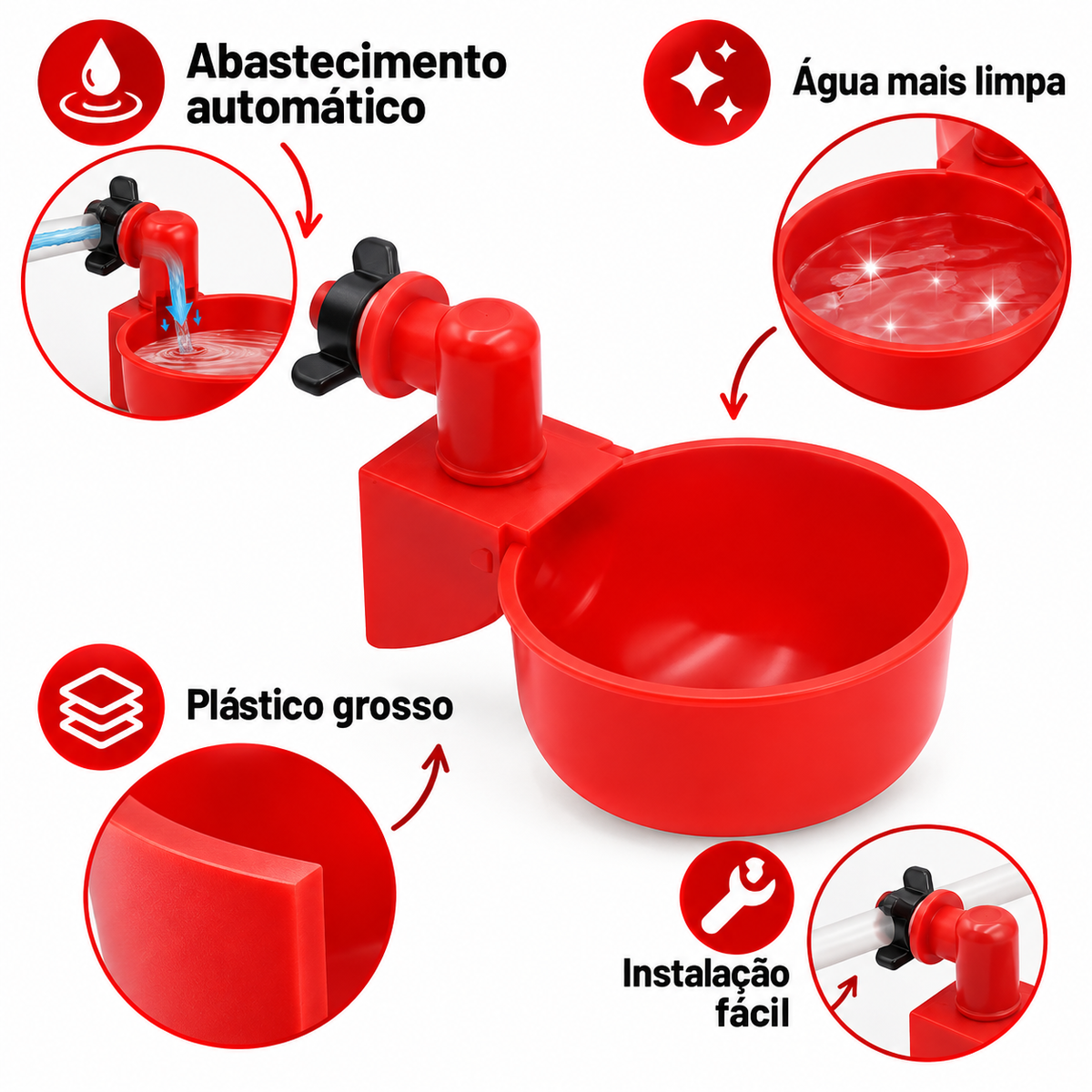 10 Peças Bebedor Automático Copo Copinho Frango Aves Galinhas