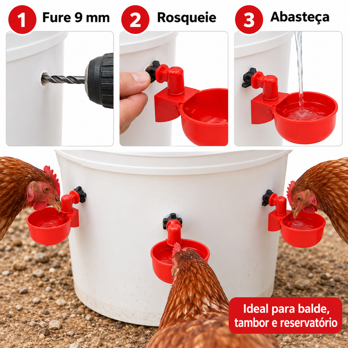 10 Peças Bebedor Automático Copo Copinho Frango Aves Galinhas