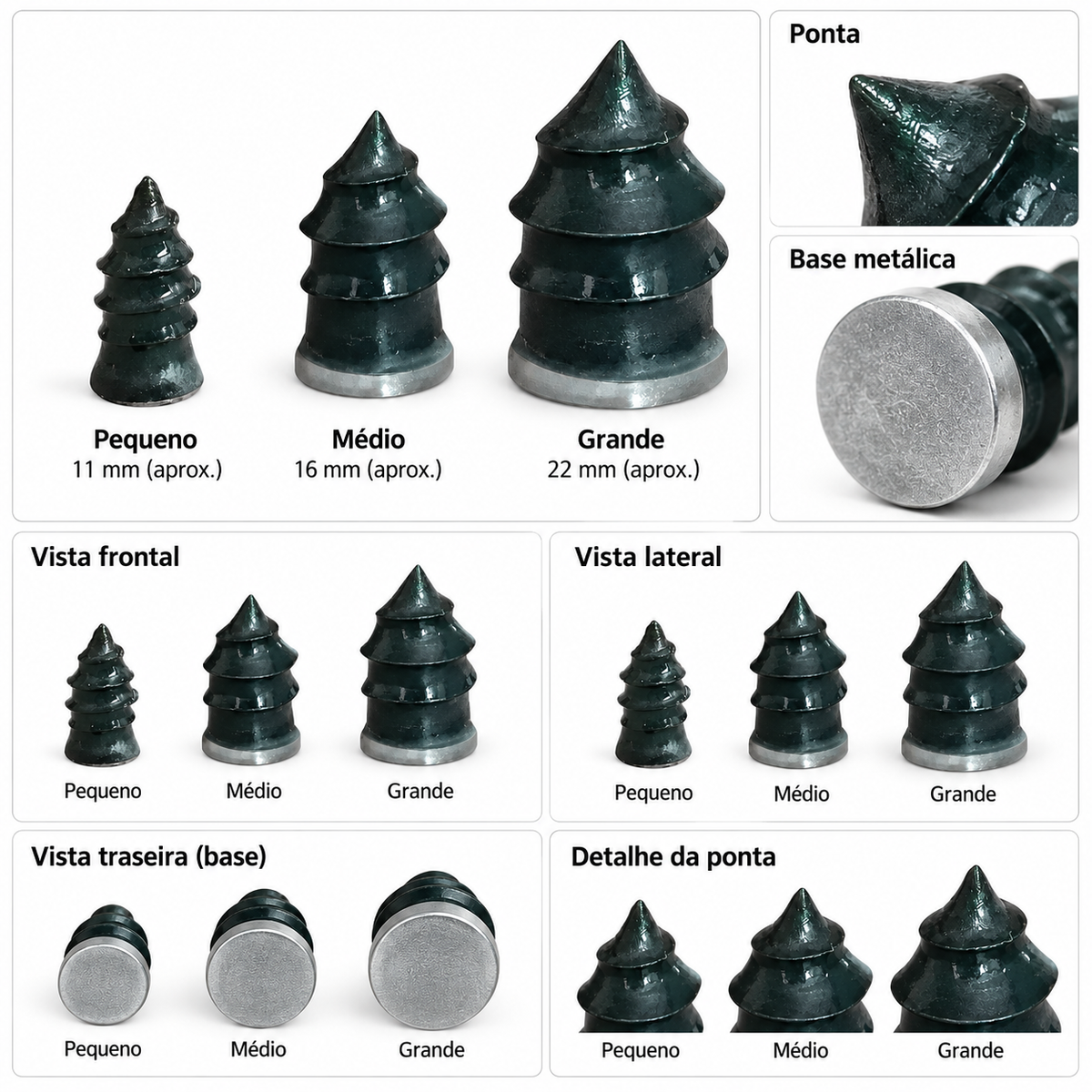 Kit 100 Pinos Parafuso Reparo Remendo Furo Pneus Carro Moto