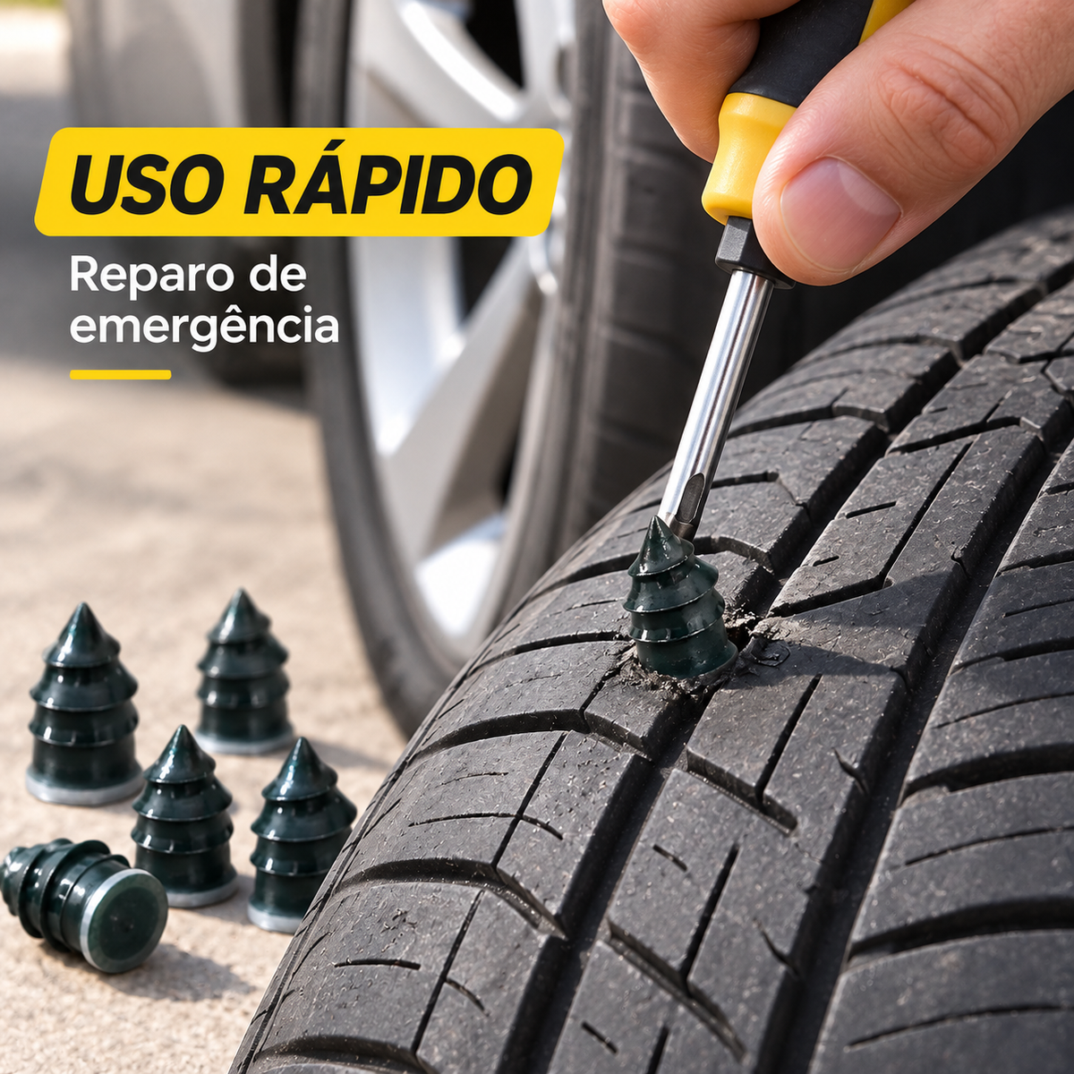 Kit 100 Pinos Parafuso Reparo Remendo Furo Pneus Carro Moto