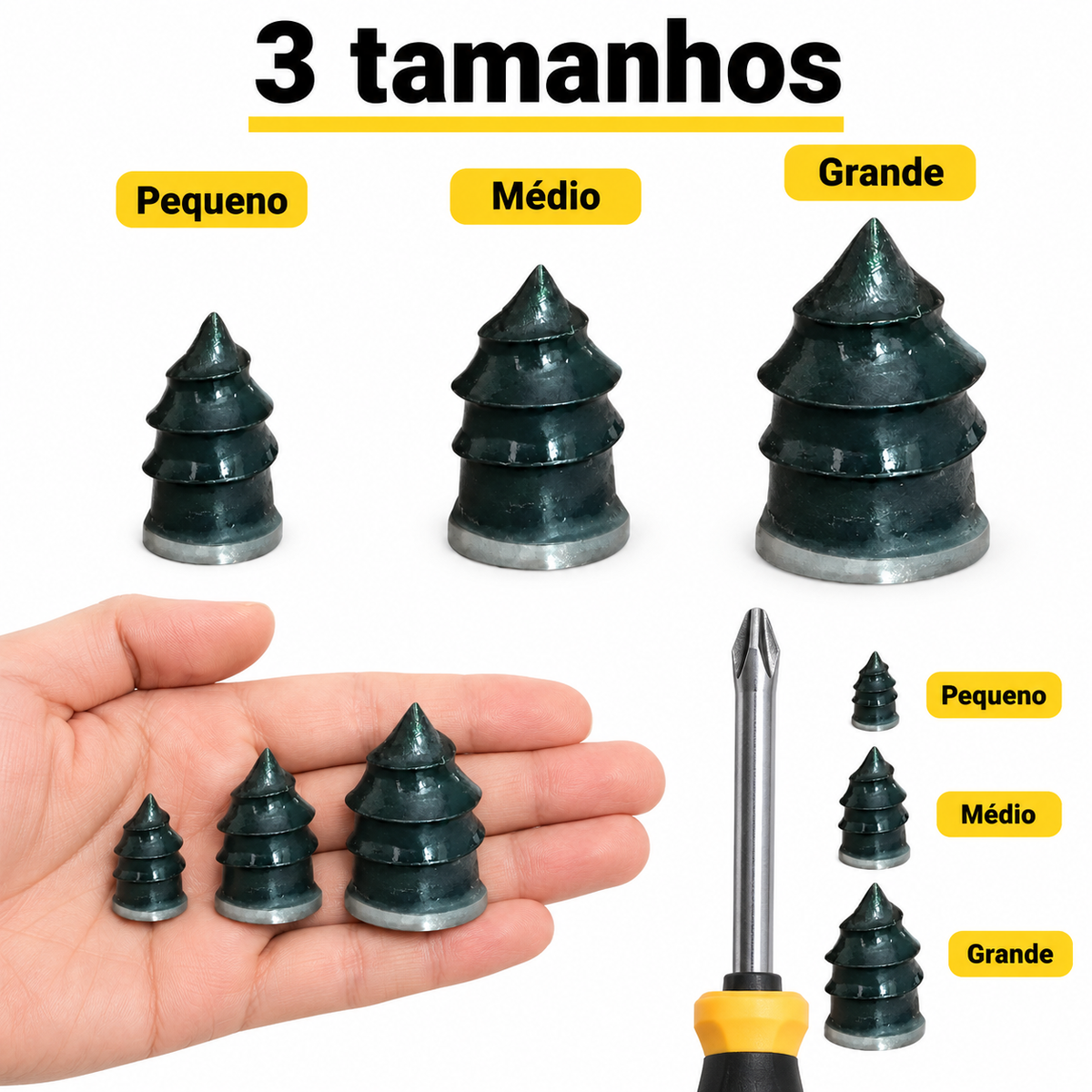 Kit 100 Pinos Parafuso Reparo Remendo Furo Pneus Carro Moto