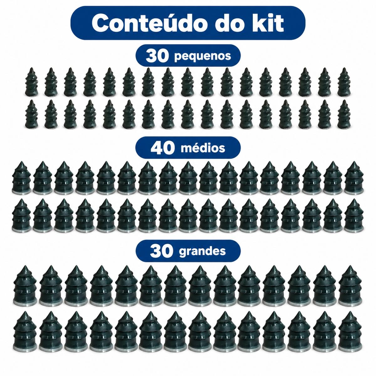 Kit 100 Pinos Parafuso Reparo Remendo Furo Pneus Carro Moto