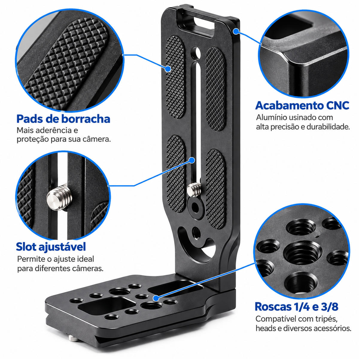 Plate Tripé Gimbal P/ Câmera Na Vertical L Suporte Alumínio
