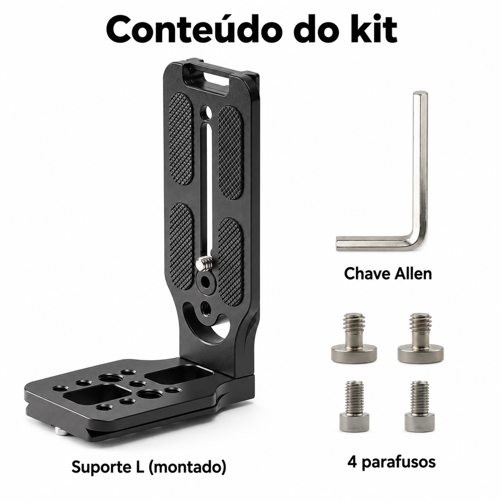 Plate Tripé Gimbal P/ Câmera Na Vertical L Suporte Alumínio