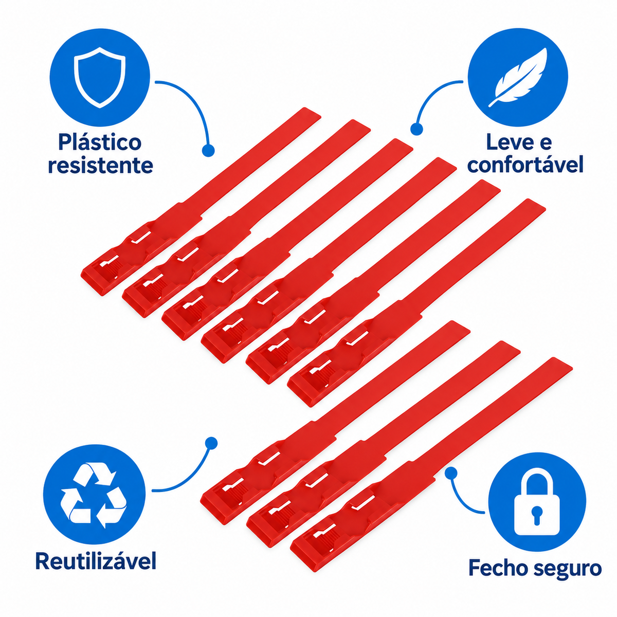 Kit 10un Fita Plástica Pernas Bovinos 36cm Identificação Gado