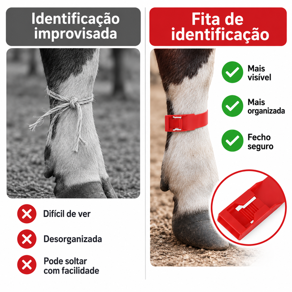 Kit 10un Fita Plástica Pernas Bovinos 36cm Identificação Gado