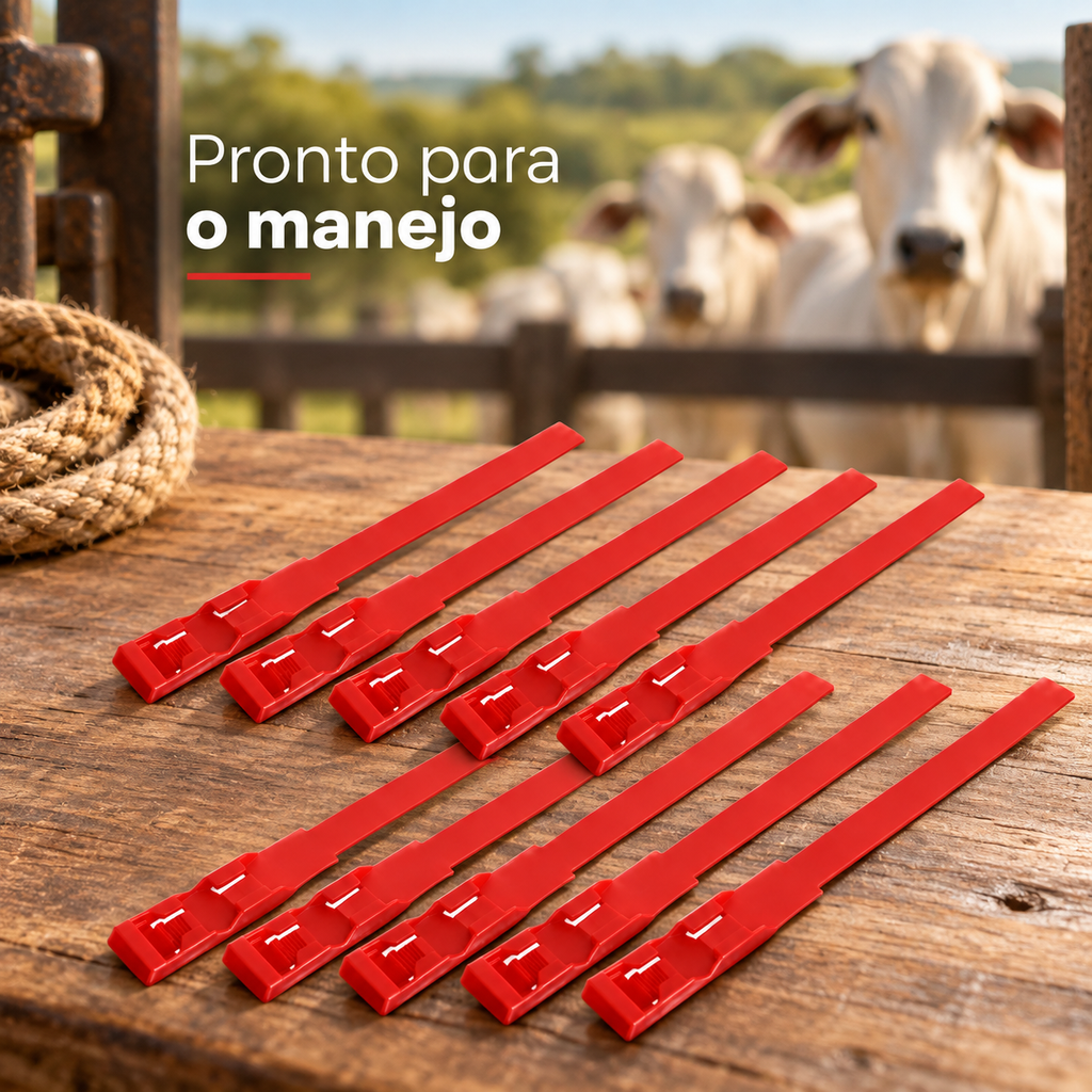 Kit 10un Fita Plástica Pernas Bovinos 36cm Identificação Gado