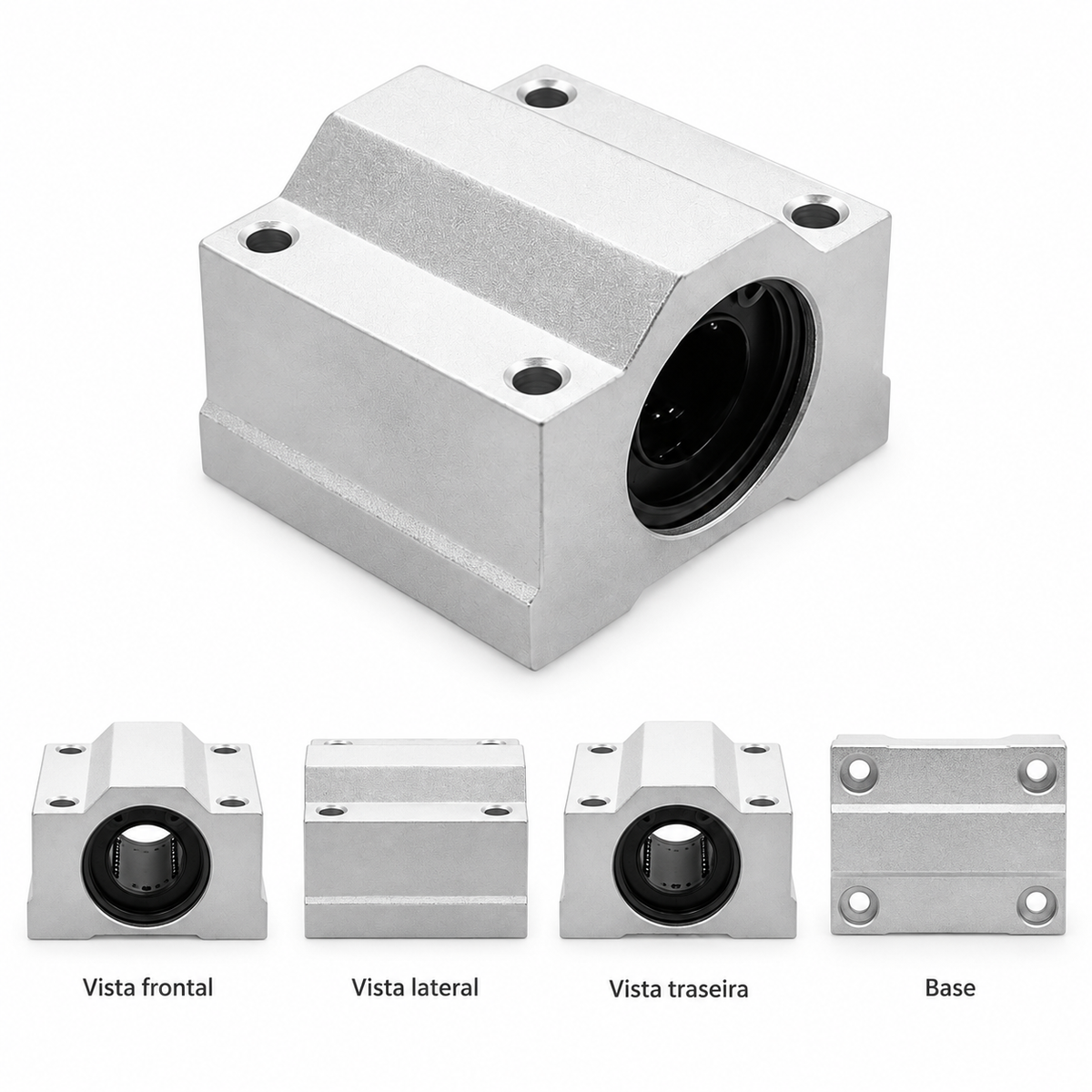 Kit 4 Pillow Block Com Rolamento Linear 12mm Eixo Sc12uu