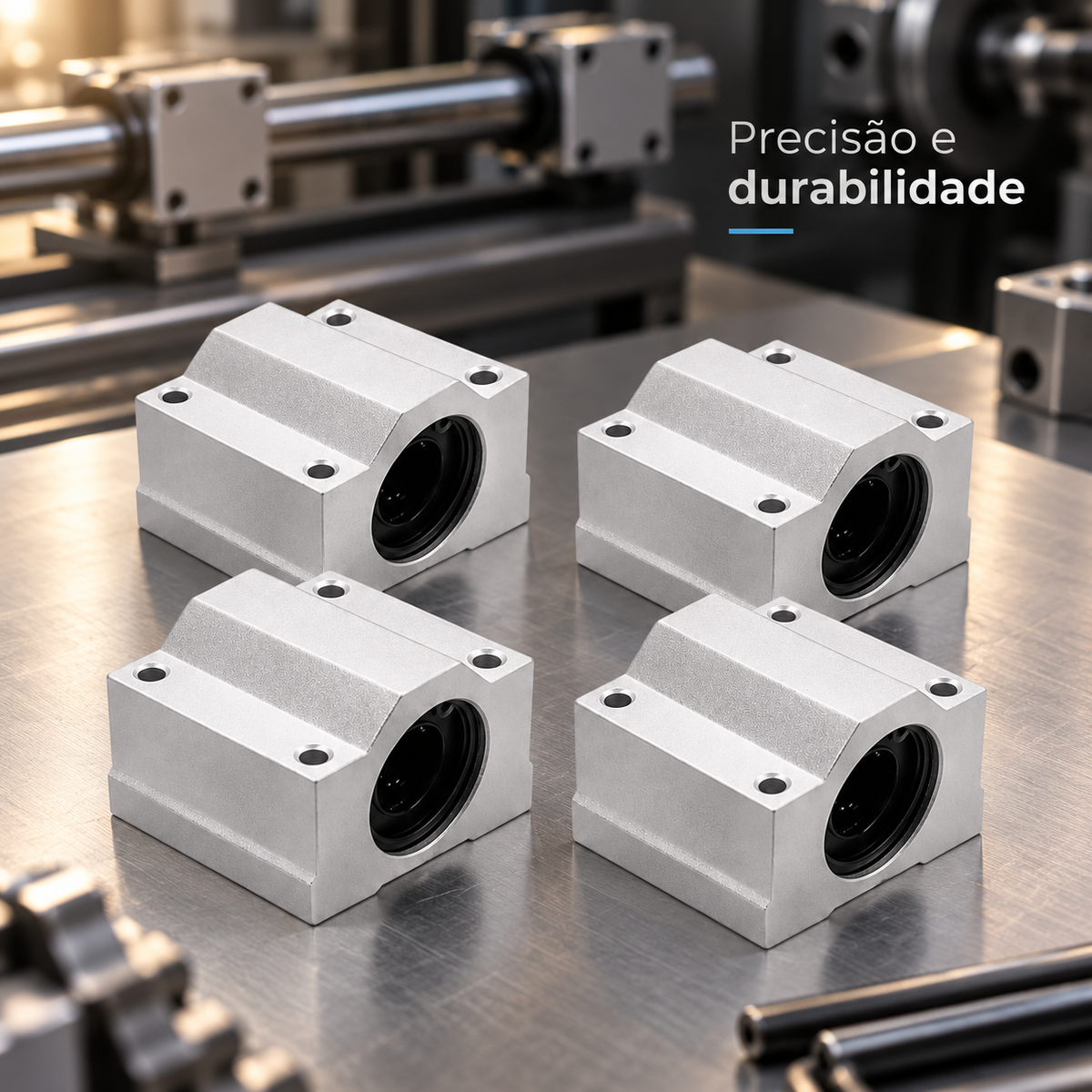 Kit 4 Pillow Block Com Rolamento Linear 12mm Eixo Sc12uu