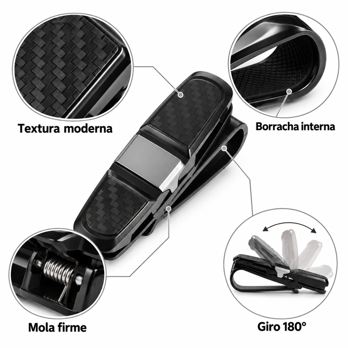 4 Peças Suportes Porta Óculos Veicular No Quebra Sol Do Carro