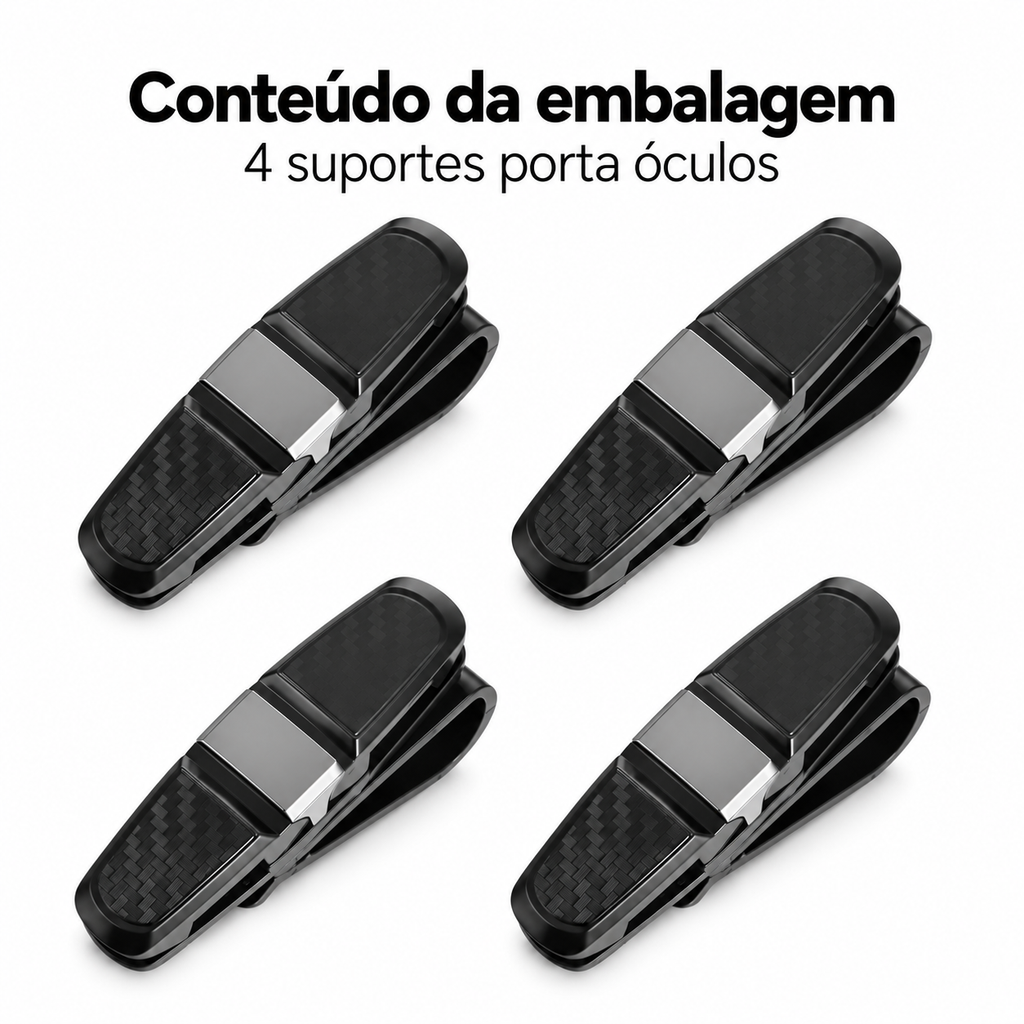 4 Peças Suportes Porta Óculos Veicular No Quebra Sol Do Carro