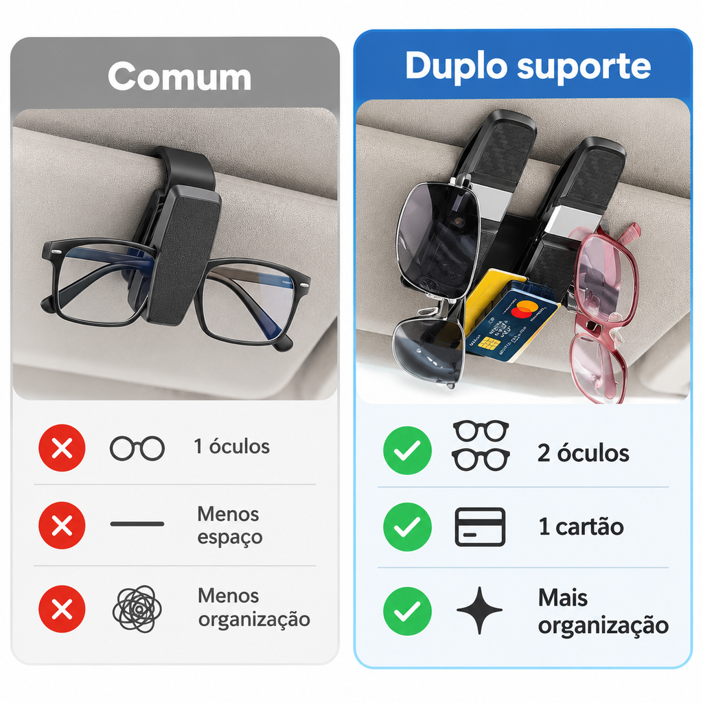 4 Peças Suportes Porta Óculos Veicular No Quebra Sol Do Carro